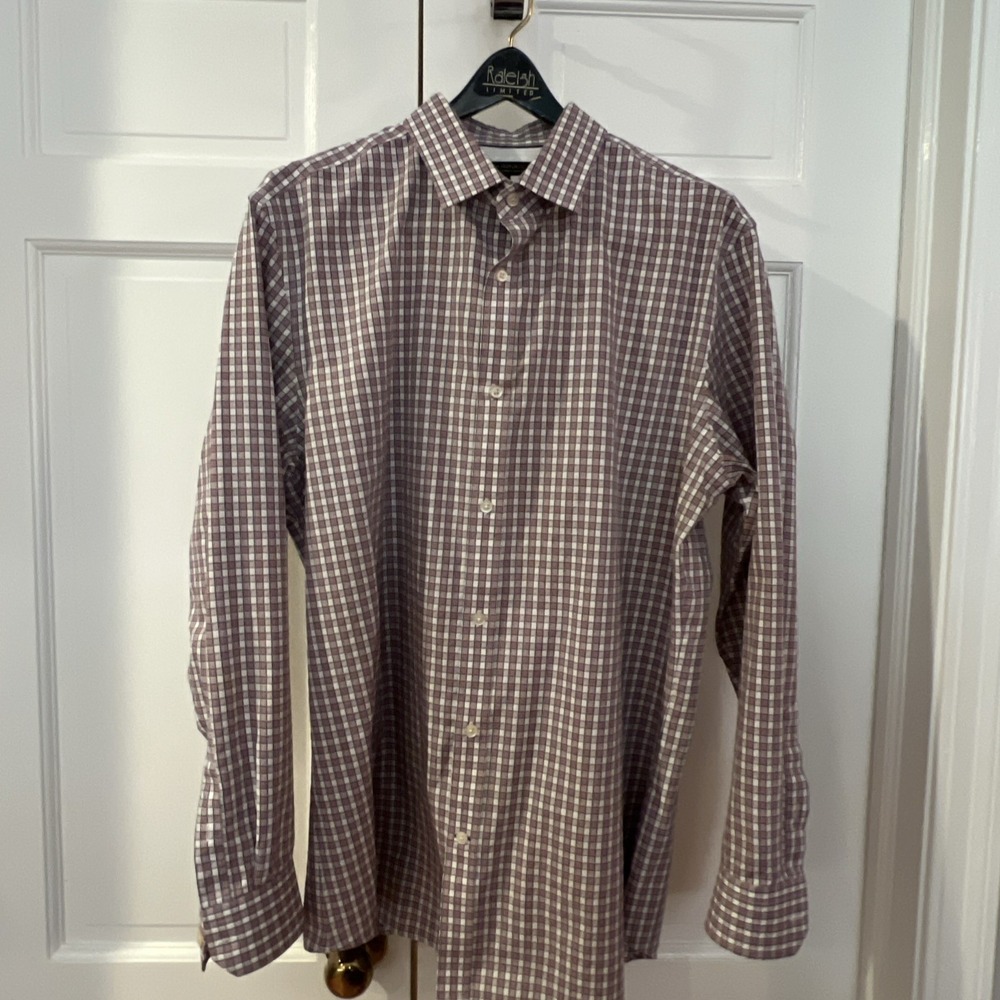 Banana Republic Button Down Shirt Mens XLarge Long Sleeve Redโ and Blue Plaid